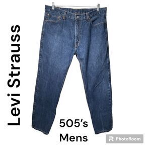 Levi Strauss & Co 505 Men's Blue Jeans Regular Fit Straight Leg Size 40/32